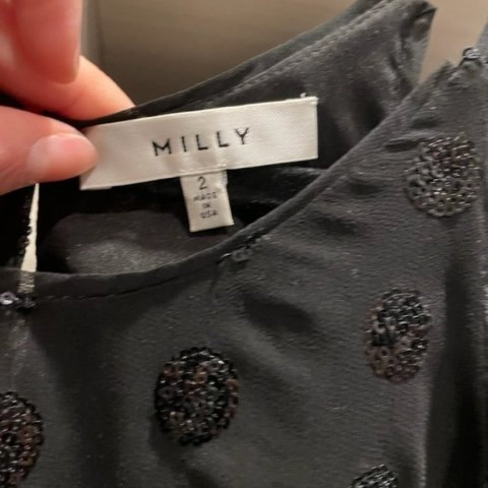 Milly Silk Spaghetti Strap Polka-Dot Top